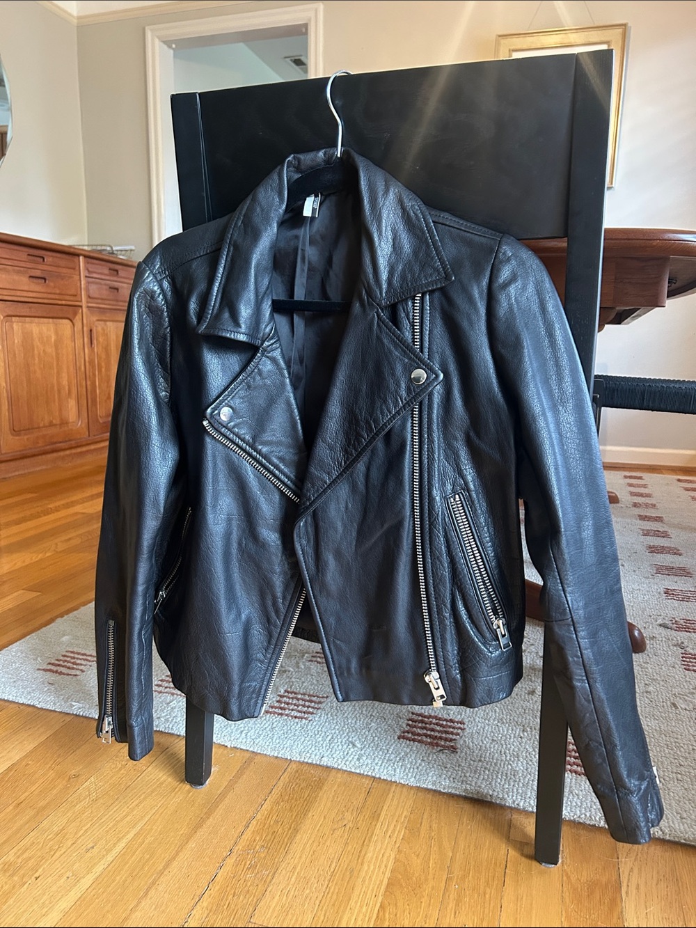 Top Shop Black Leather Moto Jacket - Women